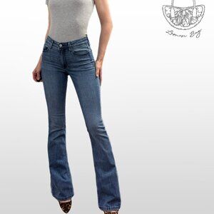 H&M Denim &Denim/ Mid Rise Flare Fitted Bootcut Jeans / Size 2 / Color Blue